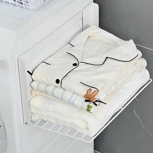 ROLIZOE Magnetic Multi-Purpose Organizer Shelf – Space-Saving Side Storage for Washing Machine, Fridge & Bathroom, Folding Towel Rack for Laundry Room & Camper Sink Area – White