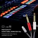 Lightning to Dual 6.35mm 1/4" TS Mono Stereo Y-Cable Splitter Lightning to Dual 1/4 inch Audio Cable Compatible for iPhone14/13/12/11/X/8/7/iPad,Amplifier, Speaker, Headphone, Mixing Console 20Feet (20FT)