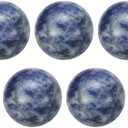 uxcell 5 Pcs Gemstone Sphere Balls, 20mm Mini Natural Quartz Sphere Polished Hand Carved Crystal Ball for Garden Kitchen Living Room Bathroom, Blue