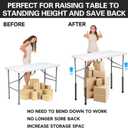 Table Leg Extenders for Folding Tables, Folding Table Legs Extensions for Straight and Bent Legs, Heavy Duty Steel 4 Levels Adjustable Folding Table Leg Risers, Raise Table Height