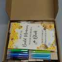 Wonderjune 147 Pcs Baby Shower Blocks Games Sets, 80 DIY Blank Wooden Block 42 Stencils 24 Watercolor Marker 1 Decorate a Block Game Sign for Gender Reveal Baby Shower Party Supplies(Honeybee)