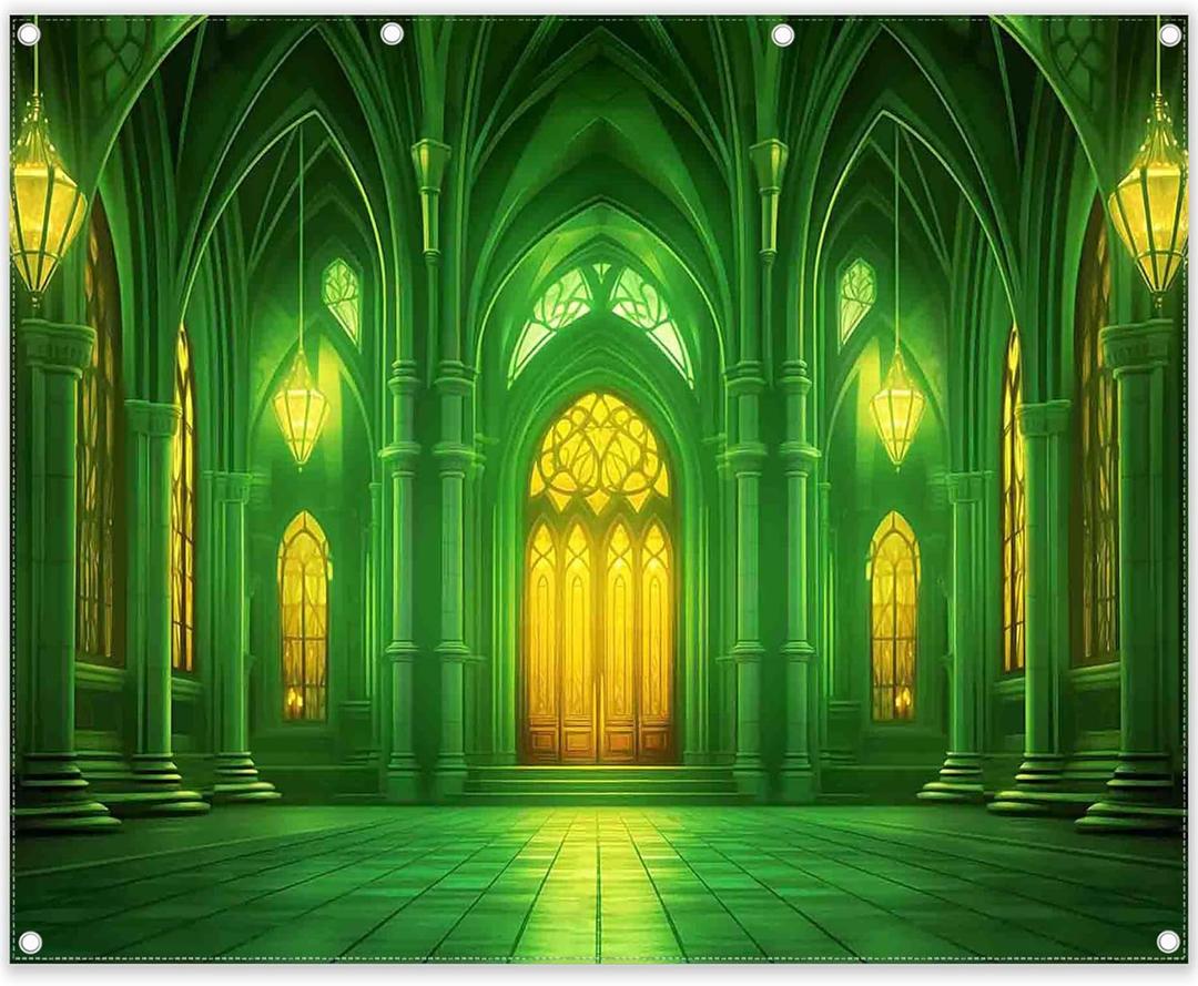 Polyester 10x8ft Green Castle Backdrop Fairytale Movie Photography Background Wonderland Birthday Kids Party Decorations Photo Booth Props