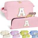 YOOLIFE Initial Travel Makeup Bag Cosmetic Bag - Teen Girl Gifts Trendy Stuff Friend Birthday Gifts for Women Teen Girl Kids (Pink)