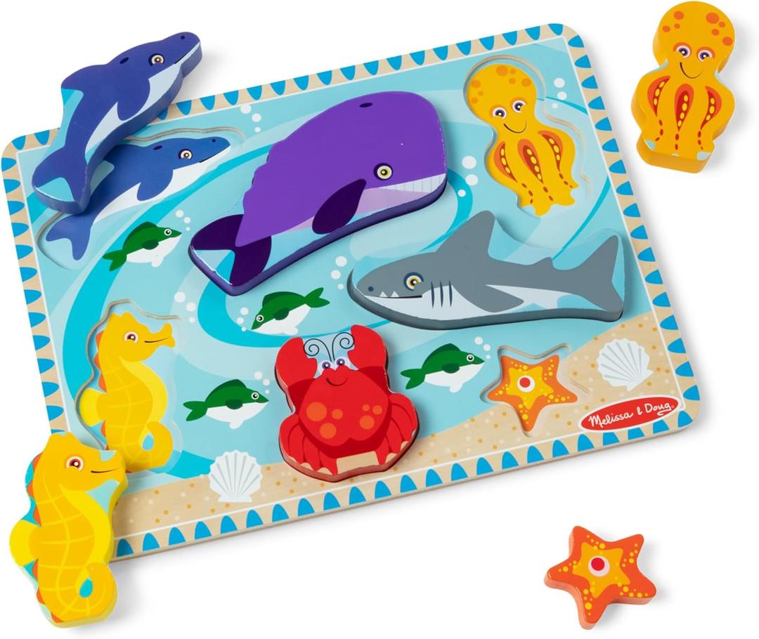 Melissa & Doug Sea Creatures Ocean Wooden Chunky Puzzle  7 Pieces