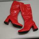 DREAM PAIRS Women's Gogo Boots Square Toe Chunky Wide Calf Knee High Boots For Women (5.5, Red/Patent/Pu)