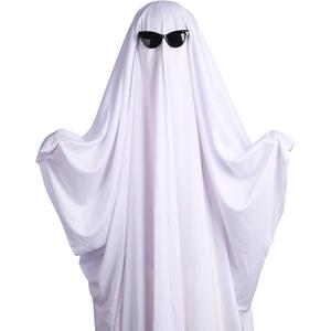 Ghost Costume for Adults Halloween Fancy Dress Cosplay Set White Ghost costumes with Black Sunglasses Scary Halloween Party Costume Accessories