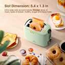 iSiLER 2 Slice Toaster, 1.3 Inches Wide Slot Bagel Toaster with 7 Shade Settings and Double Side Baking, Removable Crumb Tray, Defrost Cancel Function Green