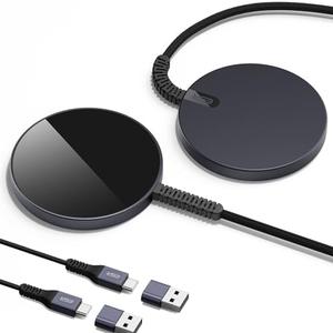 ESR for MagSafe Charger, 2 Pack Wireless Charger for iPhone 17/16/15/14/13/12,AirPods 4/3/Pro 2/Pro, Galaxy S25 Strong Magnetic Lock,Reinforced Braided Nylon A/C Cable,Black