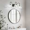 Black Bathroom Vanity Light,3-Light Vanity Light with Crystal Glass Shades,Vintage Farmhouse Vanity Lighting for Bathroom and Dressing Table
