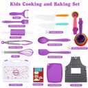 Kids Cooking Sets Real, Kids Cooking and Baking Set with Storage Case Kid Safe Knives Cutting Board Apron Cookbook Toddler Cooking Utensils, Montessori Kitchen Tools, Birthday Gifts for Girls Boys
