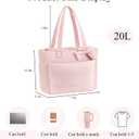 Puffer Tote Bag for Women, Quilted Bow Tote Bag with Cup Holder & 15.6 In Laptop Compartment for Work, Travel, Gym, College