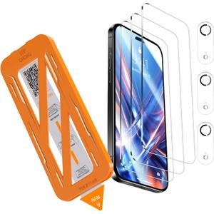 QHOHQ [1-Second Auto-Install] 3 Pack Screen Protector for iPhone Air + 3 Pack Camera Lens Protector, 9H+ Shatterproof Tempered Glass for iPhone 17 Air, [12FT Military Grade Protection], Case Friendly
