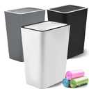 Lysam Small Trash Can, 3 Pack 4 Gallons Bathroom Garbage Can with Lid Press-Top, Small Waste Basket with Trash Bags, Slim Plastic Garbage Bin for Dorm, Office, Bedroom, Kitchen, Living Room (Multi) (Black & White &Grey)