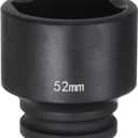 HARFINGTON 6-Point Impact Socket 3/4" Drive 52mm Metric 40Cr Alloy Steel Spindle Axle Nut Impact Socket