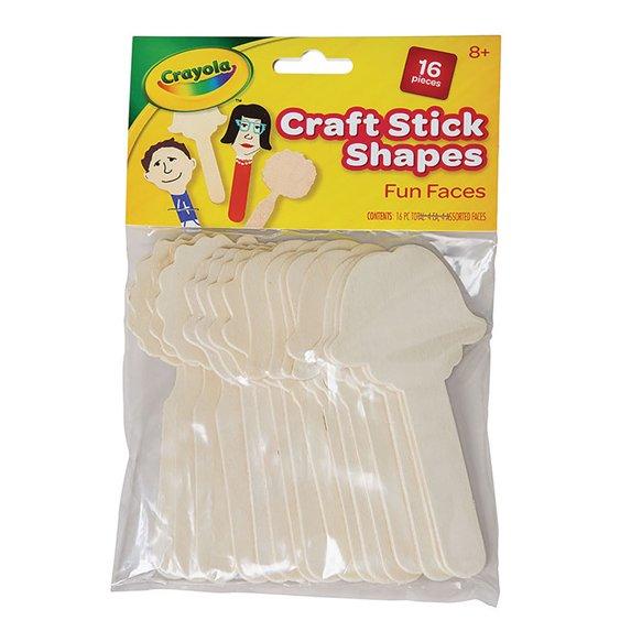 Crayola Fun Faces Natural Wood Crafting Sticks, 5", 3PK
