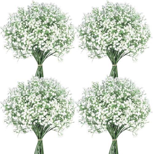 Cherica 36 Pcs Babys Breath Artificial Flowers, Baby Breath Flowers Artificial Bulk Long Stem Fake Babies Breath Faux Gypsophila White Flowers Artificial for Decoration (No Eucalyptus Stems)
