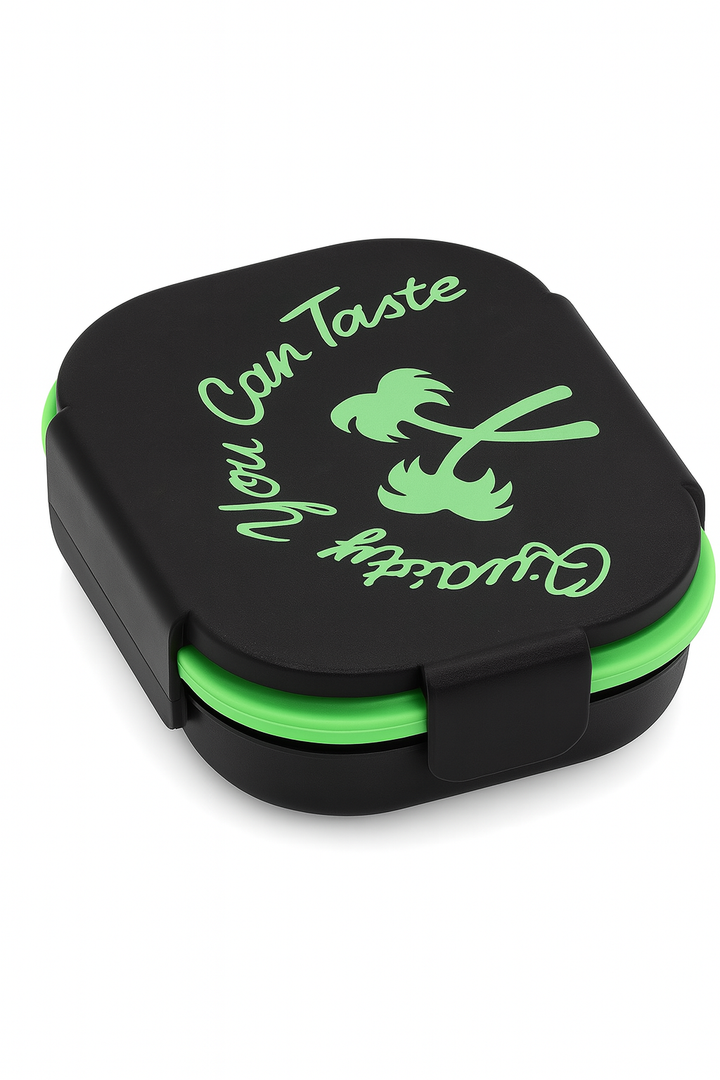 QualityYou Can Taste  Silicone Lunch Container Bento Box, Collapsible Food Storage Containers with Airtight Lids and 2in1 Fork, Reusable Food Container for Travel Camping, 1000ml Microwave Container