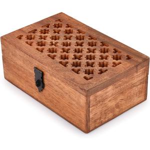 NIRMAN Mango Wood Decorative Wooden Box with Hinged Lid Wooden Storage Box, Decorative Bo xes With Lids (8" x 5" x 3")