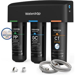 Waterdrop TSA 8 Layer Under Sink Water Filter System, Under Sink Water Filtration System, Reduces PFAS, PFOA/PFOS, Fluoride, Chlorine, Bad Taste & Odor, NSF/ANSI 42 Certified Element, USA Tech (1 Count (Pack of 1), No Extra Faucet-Chlorine and Fluoride Reduction)