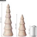 WONDROUS' DECO Wooden Christmas Tree Figurine, Tabletop Pink and Gold Tree Figurine, Set of 2 Desk Centerpieces for Christmas Decor