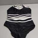 BMJL Women's High Waisted Bikini Sets Sporty Two Piece Swimsuits Color Block Cheeky High Cut Bathing Suits (Medium, Black)