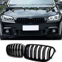 F10 Grille Front Kidney Grill For BMW 5er F10 F11 M5 2010 2011 2012 2013 2014 2015 2016 2017 Double Slats ABS Gloss Black Grills 2Pcs (For 5er F10 2010-2017)