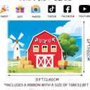 Farm Backdrop 8x6ft Farm Party Decorations Barn Backdrop Red Barn Door Banner with 19.68Ft Ribbon for Photography Props Photo Booth Birthday Party Supplies