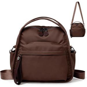 Small Nylon Crossbody Bags for Women Lightweight Shoulder Bag with Top Handle Trendy 2026 Travel Purse Everyday Handbag (Coffee)