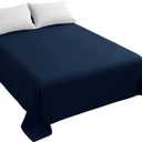 Sfoothome Bed Flat Sheet - Ultra Soft and Wrinkle, Fade, Stain Resistant Top Sheet, Full Size, Navy Blue