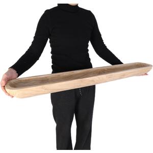 Athaliah Wooden Dough Bowl, 40 Inch Hand Carved Rustic Long Wood Dough Bowls for Decor, Vintage Decorative dough bowl for Table Centerpiece Dining Room Home Kitchen Decor