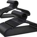 Plastic Kids Hangers, Pack of 100, Ultra Slim Closet Hangers, Non-Slip, Space-Saving, Sturdy, 14" W x 7" H (for Children Aged 7-12 Years), Black, UAPY07100B