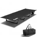 Anbte Ultralight Folding Camping Cot, Comfortable Portable Camping Cot Supports 275 lbs with Storage Bag & Side Pocket, Lightweight Folding Bed for Outdoor Travel Tent Indoor Emergency Bed, Black