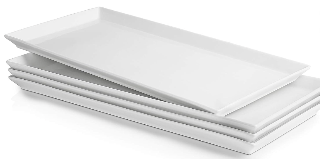 Taeochiy 16" Large Serving Platter - Oval Large Serving Tray, Ceramic Turkey Platters, White Platters for Serving Food, Appetizers, Entertaining, Party, Set of 2