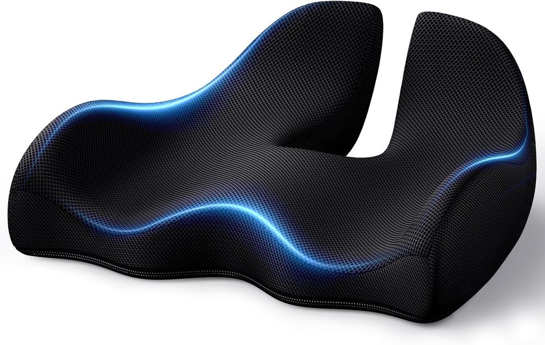 Benazcap Seat Cushion Office Chair Cushions Butt Pillow for Car Long Sitting, Memory Foam Chair Pad for Back, Coccyx, Tailbone Pain Relief for Gaming Chair and Car Seat (Large, Black)
