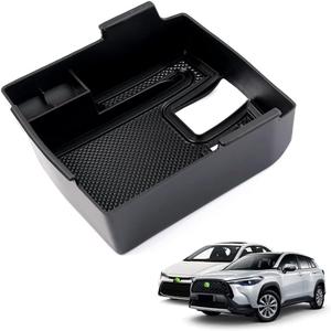Autorder Center Console Organizer for 2019-2025 Toyota Corolla/ 2022 2023 2024 2025 Corolla Cross Accessories Armrest Storage Box Secondary Insert Tray with Anti-Slip Mat