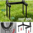 HZE Garden Hose Holder, Freestanding Water Hose Holder Stand for Outside, Heavy Duty Detachable Metal Garden Tube Storage Hanger Rack Holds 160 FT for Yard Lawn Farm, Black