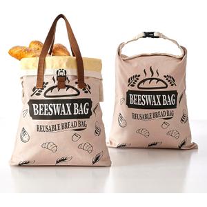 2 Pack Reusable Beeswax Bread Bags for Homemade Bread with Handle,17 X 13 Inch Large Cotton Sourdough Bread Storage for Fridge Freezer Counter,Keep Fresh Longer