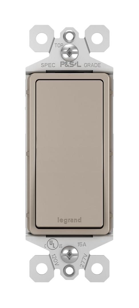 Legrand radiant TM870NICC10 15 Amp Rocker Wall Switch, Single Pole Decorator Light Switches, Nickel (1 Count)
