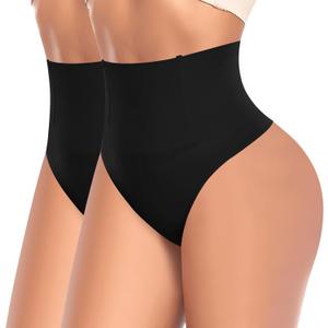 Werena Tummy Control Thong Shapewear for Women High Waist Shaping Underwear Seamless Shaper Panties(A# Mix Set (Black+black), XX-Large)