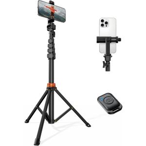 VIMOSE 66" Phone Tripod, Tripod for iPhone with Remote & Phone Stand, Extendable Cell Phone Tripod for Video Recording, Ultimate Tripod & Monopod Accessories for iPhone/Android, Clamp Mount
