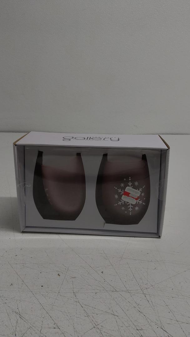 Gallery Pink Snowflake Stemless Wine Glass Set 2(19 oz) 561 ml