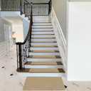 PURE ERA Bullnose Carpet Stair Treads Set Tape Free Non-Slip Indoor Stair Protectors Pet Friendly Rugs 9.5" x 30"(7 Pieces,Khaki Mini-Diamond Trellis), 7 Pieces with Bullnose