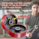 Legines Pallet Jack/Truck Steering Wheels Set with Axle, Fasteners and Protective Caps (2 pcs) 7" x 2" with Bearings ID 20mm Poly Tread With Tools Red