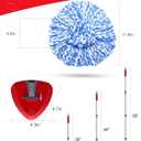 Small Spin Mop Replace Head Compatible with O-Cedar RinseClean 2 Tank, Mop Replacement Head Handle Base, 2 Microfiber Head Refills+1 Stick(30-58") +1 Base Combo Set (Blue)