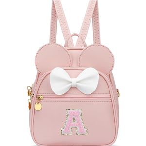 Girls Initial Bowknot Cute Mini Backpack for Toddler, Travel Small Girl Backpacks, Personalized Trendy Stuff Gift for Little Girls and Kids(A, Pink)