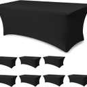 Table Cloths for 6 Foot Rectangle Tables-8 Pack Black Fitted Stretch Table Cover-Spandex Elastic 6ft Folding Tablecloth for Party Vendor Booth Display Banquet Buffet Event Craft Trade Show