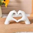 Heart Hands Sculpture, White Small Hands Love Ornaments for Shelf Decor Home Desktop Ornament, Love Finger Statue Modern Unique Decor Dresser Decor for Wedding Christmas Birthday Valentine's Day