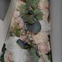 Ling's moment Fake Flowers Box, Faux Artificial Greenery Stems Foam Roses Silk Peony Eucalyptus Fabic Flower for Centerpieces Bouquet Wedding Vase Floral Decorations, Cream & Blush, Deluxe Combo