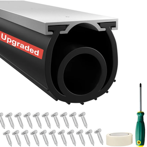 Garage Door Seals Bottom Rubber - Jobon 10 Ft Heavy-Duty Garage Door Weather Stripping Bottom Seal with Pre-drilled Aluminum Track Retainer Kit, Easy Installation for Home & Commercial