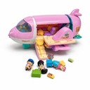 Pink Airplane Toy for Kids, Plane Toys with Dolls, Furniture and Accessories for Boys Girls Birthday, Toy Aircraft Push and Go Action, Easy to Store